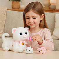 Інтерактивна мама кішка з кошенятами 10002-1 — звуки, пісні, запис голосу, 25 см, фото 6