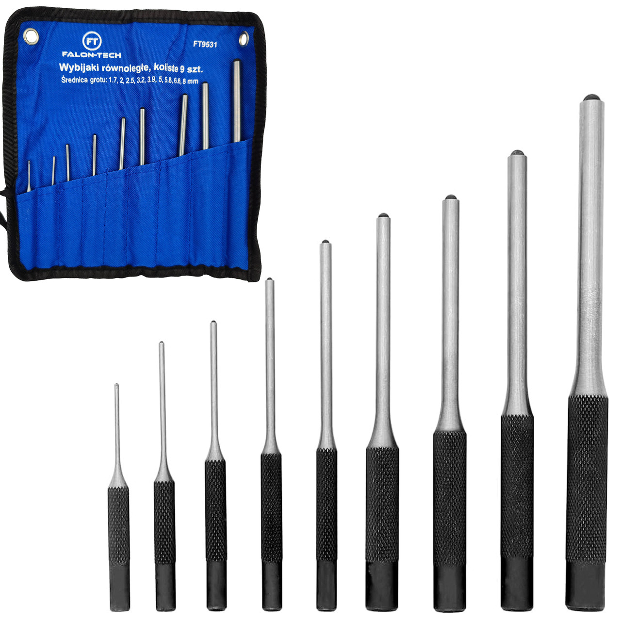 Набір пробійників 1.7-8 мм 9 од. Falon-Tech FT9531, фото 1