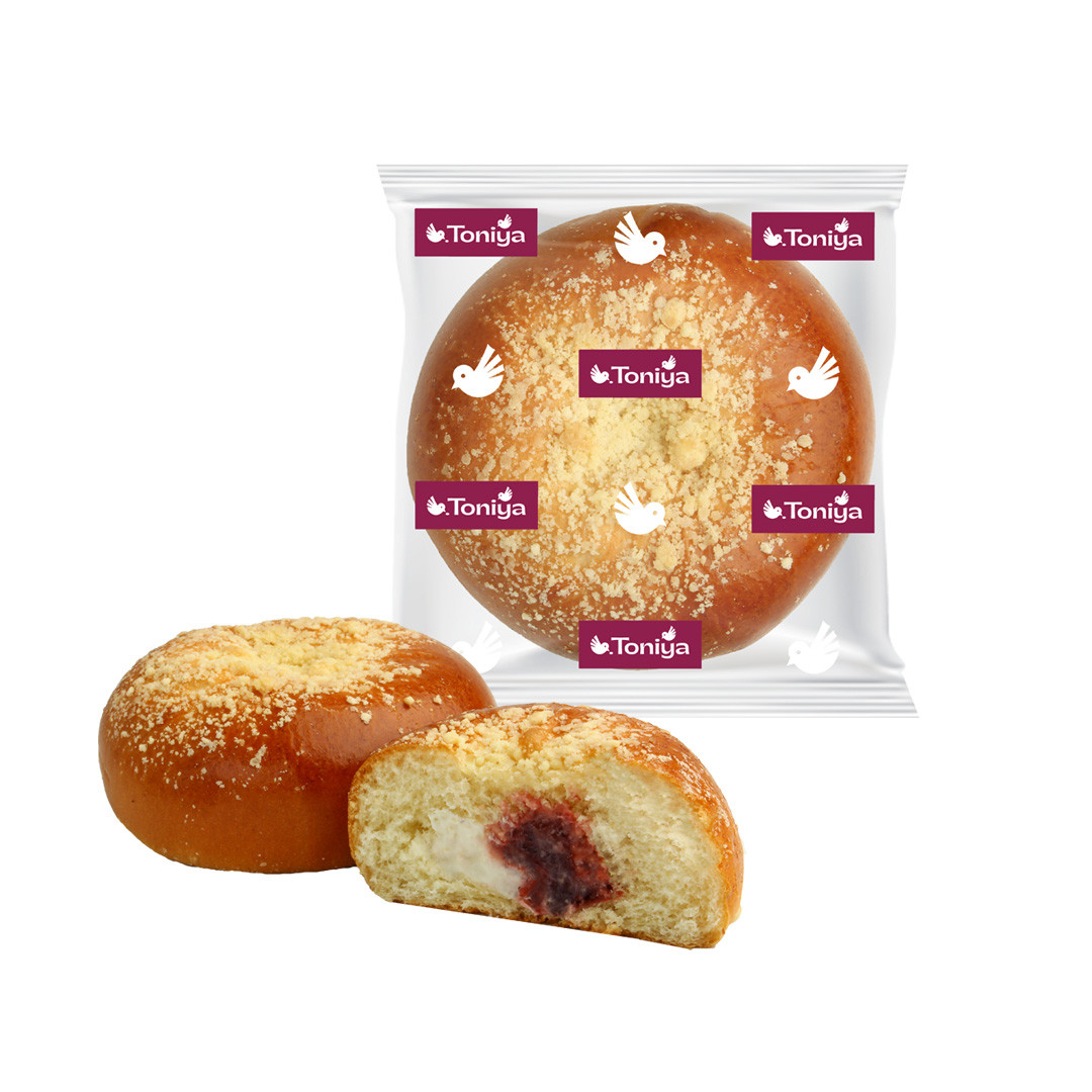 Булочка Крембері з полуничню начинкою та пломбіром 15 шт * 70 грам 1,05 кг ТМ TONIYA, фото 1