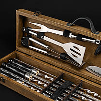 Шашличний набір і гриль барбекю, набір шампурів і для гриля BBQ, "Grills G12H горіх", фото 3