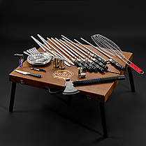 Шашличний набір — стіл, набір шампурів, подарунок чоловікові, подарунок чоловікові "Grills G16H" — 30 шт горіх., фото 5