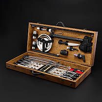 Шашличний набір — стіл, набір шампурів, подарунок чоловікові, подарунок чоловікові "Grills G16H" — 30 шт горіх., фото 2