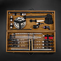 Шашличний набір — стіл, набір шампурів, подарунок чоловікові, подарунок чоловікові "Grills G16H" — 30 шт горіх., фото 4