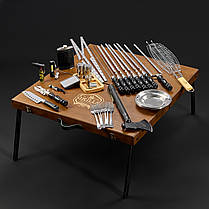 Шашличний набір — стіл, набір шампурів, подарунок чоловікові, подарунок чоловікові "Grills G18H" — 43 шт горіх", фото 4