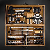 Шашличний набір — стіл, набір шампурів, подарунок чоловікові, подарунок чоловікові "Grills G18H" — 43 шт горіх", фото 5