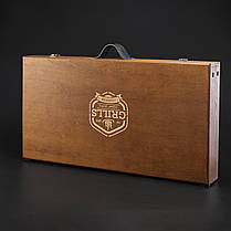 Шашличний набір — стіл, набір шампурів, подарунок чоловікові, подарунок чоловікові "Grills G18H" — 43 шт горіх", фото 3