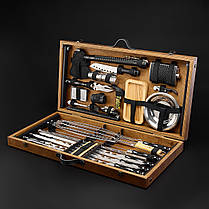 Шашличний набір — стіл, набір шампурів, подарунок чоловікові, подарунок чоловікові "Grills G18H" — 43 шт горіх", фото 2