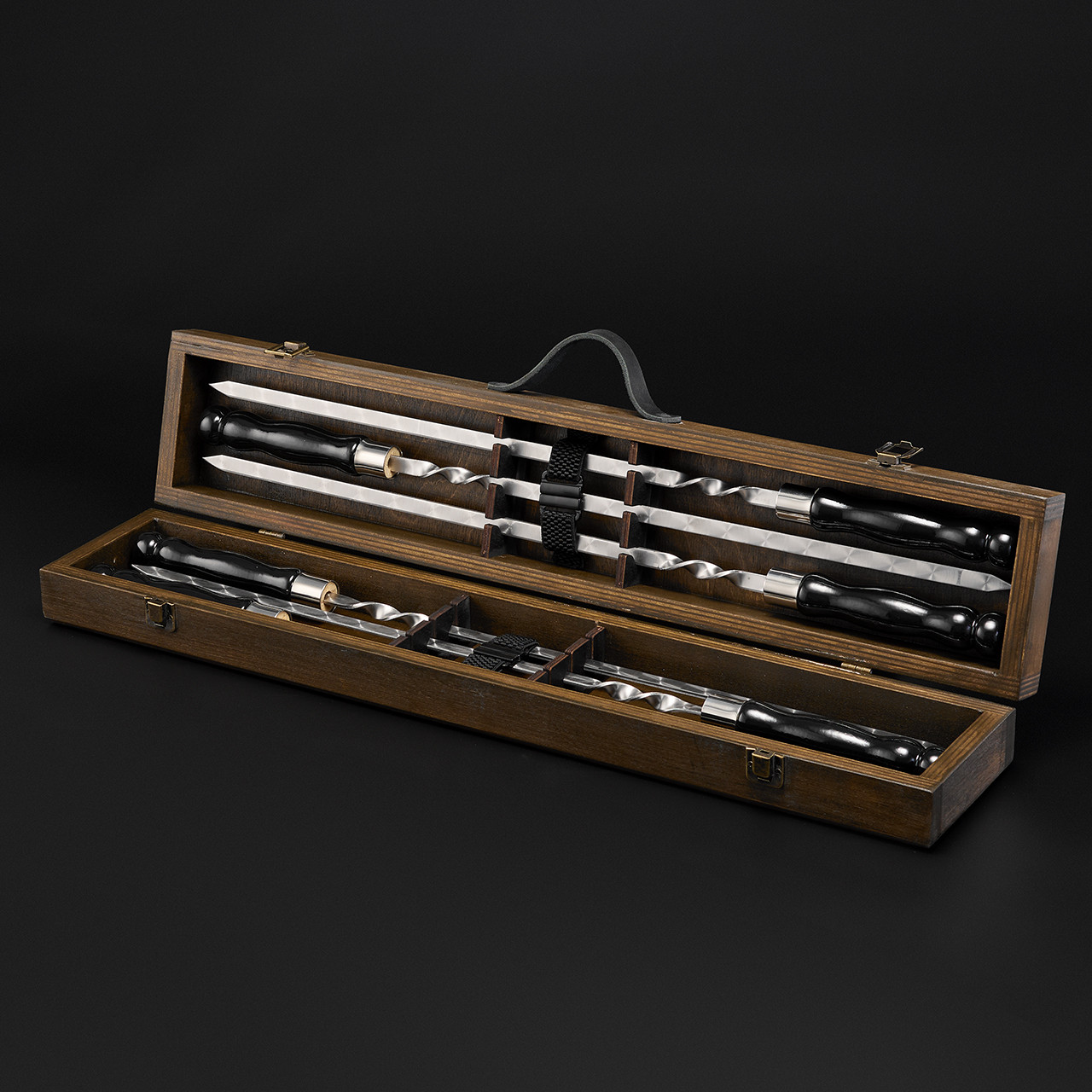 Шашличний набір, набір шампурів, подарунок чоловікові, подарунок чоловікові "Grills G20H горіх"