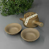 Чайний набір з іссинської світлої глини чайник + 2 піали «Мустанг», фото 2