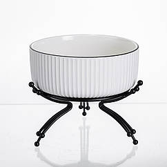 Салатник порцеляновий на металевій підставці Ø16 (см) тарілка для салату салатниця Чорний