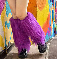 Гетри хутряні фіолетові 40 см — стильні гетри для фестивалів, костюмів, фотосесій