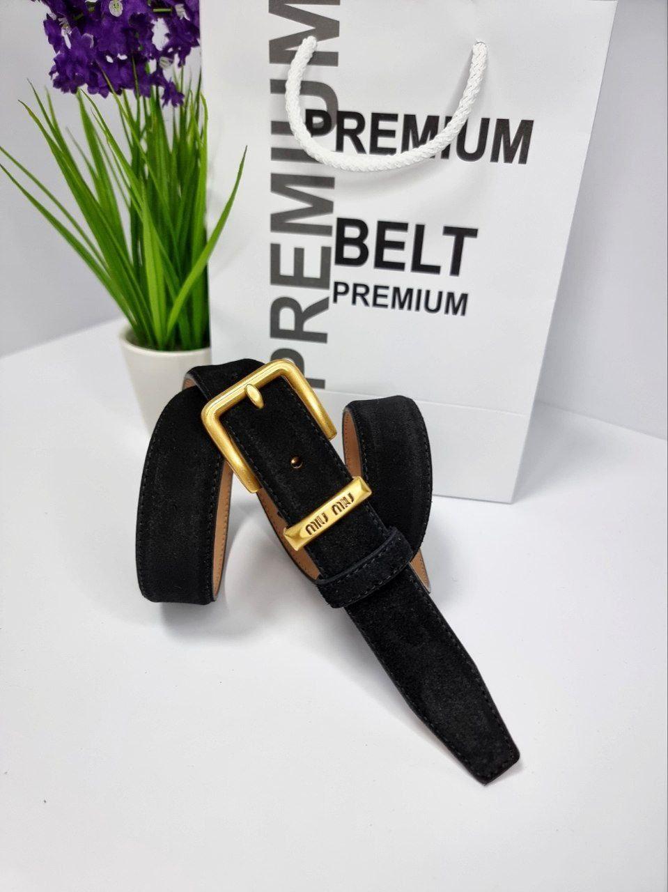 Ремінь пояс Miu замша чорний, фото 1