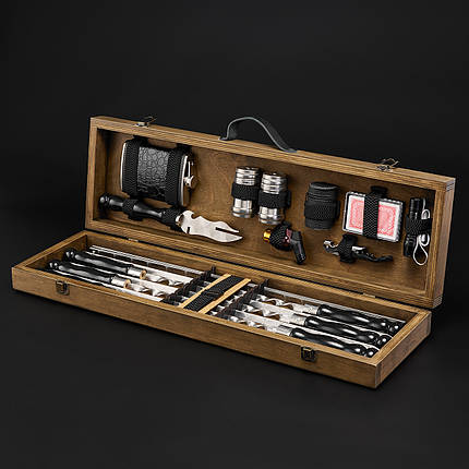 Шашличний набір, набір шампурів, подарунок чоловікові, подарунок чоловікові "Grills G8H горіх", фото 1