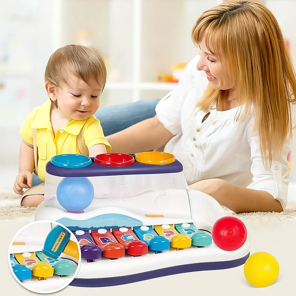 Ігровий центр модуль для дитячого розвитку Іграшка стукалка і ксилофон 2 види музичний інструмент ударь крота, фото 1