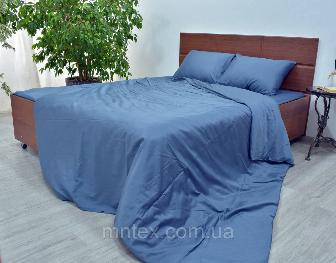 Постільна білизна сатин гладкофарбований Джинс
