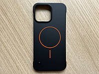 Apple iPhone 14 Pro Max елегантний чохол з MagSafe тонкий, чорний з помаранчевим кільцем, матовий пластиковий