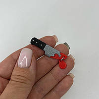 Підвіски пластик Finding Кулон ніж в крові Хеллоуїн Сріблястий чероний чорний 47 мм х 9 мм х 2 мм