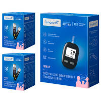 Глюкометр Longevita Family Система для вимірювання глюкози в крові + тест смужки 2 х 50 шт. (6837149)