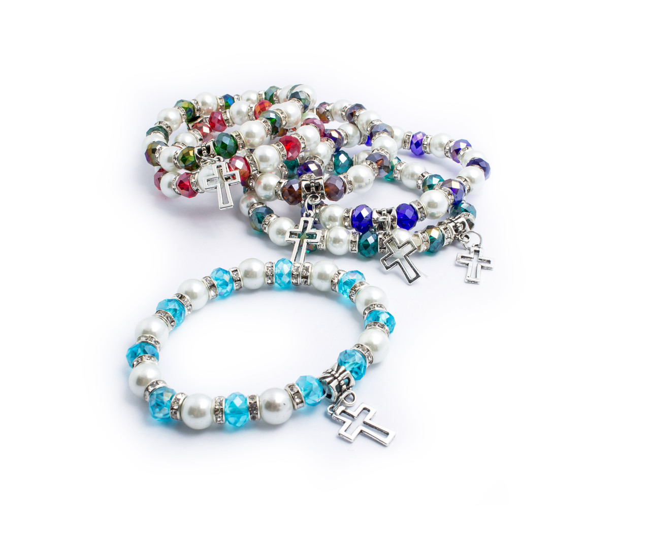 Красиві браслети на руку з хрестиком різні кольори