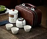 Китайський дорожній Чайний набір синій / білий, фото 2