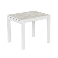 Невеликий розкладний розсувний стіл кухонний обідній 90*70 см прямокутний для маленької кухні ЛДСП Kors ательє світлий+білий