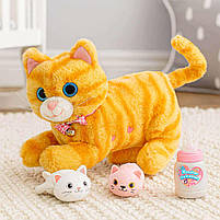 Інтерактивна мама кішка з кошенятами 10002-2 — руденька, зі звуками, піснями та записом голосу, фото 6