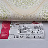 Шпалери вінілові на флізеліні 0.53 × 10.05 м Marburg 57102, молочні з бежево-салатовим для спальні, вітальні, коридору, фото 6