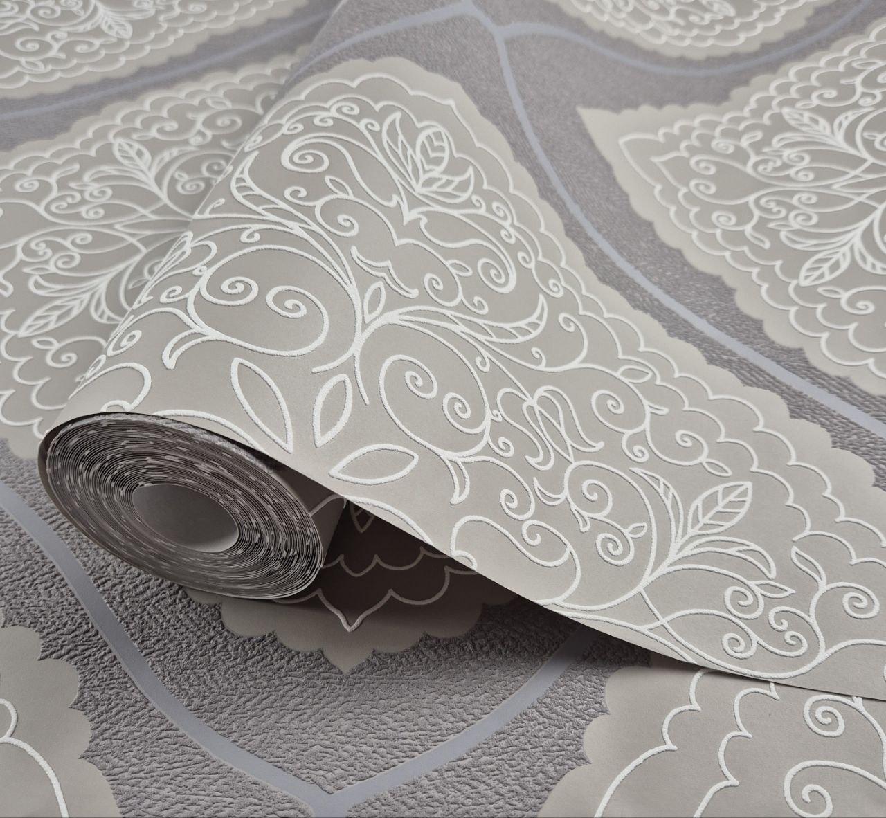 Шпалери вінілові на флізеліні 0.53 × 10.05 м Marburg 57101, кавові — для спальні, вітальні, коридору, фото 1