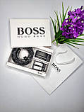 Подарунковий набір Boss ремінь з двома пряжами чорний, фото 2