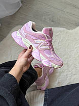 Утеплені New Balance 9060 Pink жіночі кросівки Нью Беланс 9060 рожеві замша єврозима на флісі, фото 3