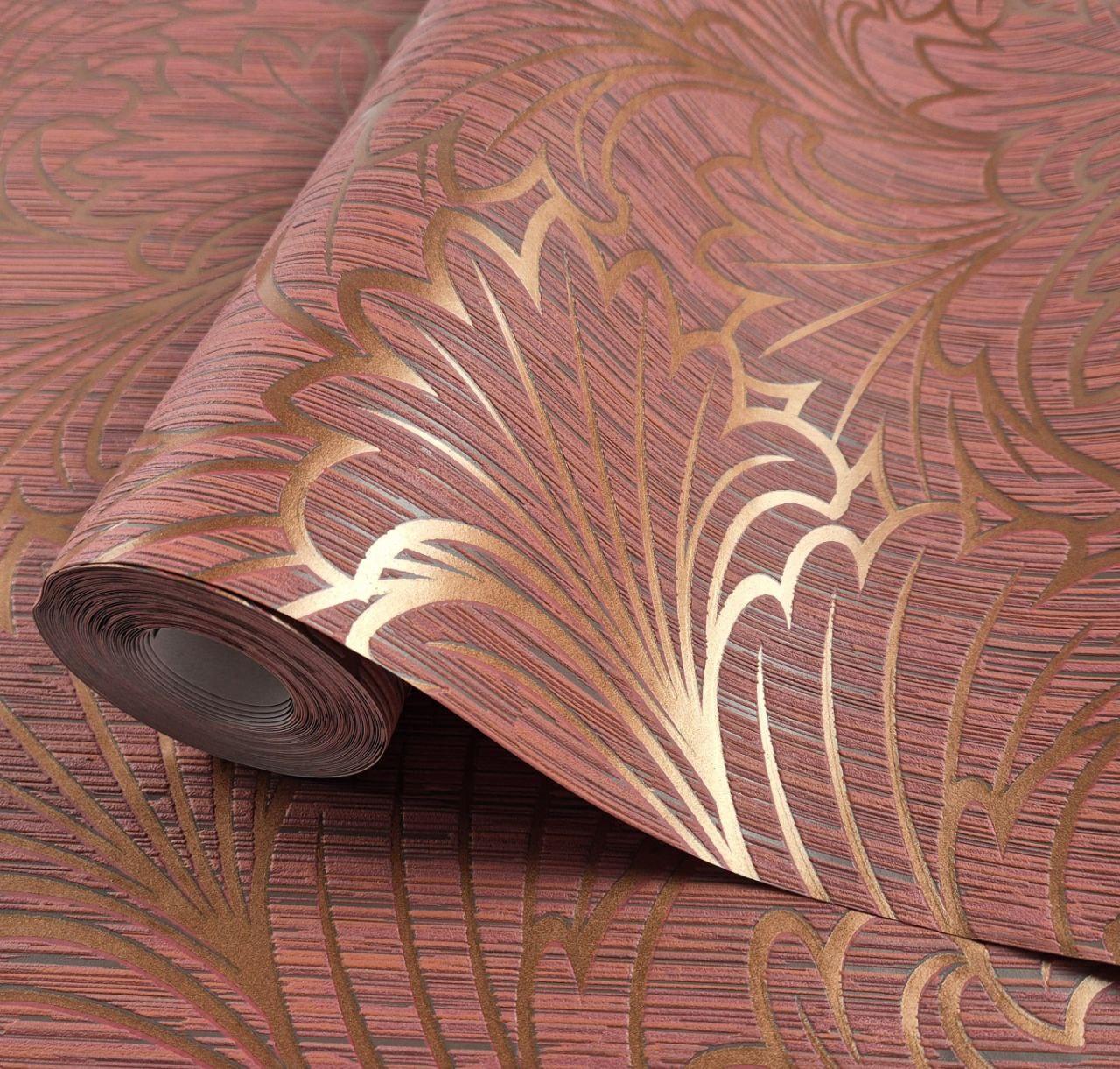 Шпалери вінілові на флізеліні 0.53 × 10.05 м Marburg 56915, теракотові — для спальні, вітальні, коридору, фото 1