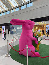 Надувна арт-декорація рожевий заєць з плюшем 3 метри для фотозон та виставок, фото 4