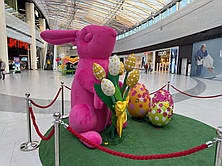 Надувна арт-декорація рожевий заєць з плюшем 3 метри для фотозон та виставок, фото 2