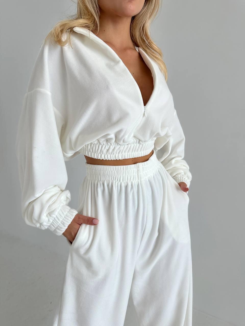 Костюм зі спорт велюру Модель: 1432-091 Колір: молоко, чорний, беж, блакитний, фото 1