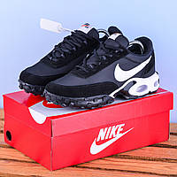 Термо Зимние Мужские Кроссовки Nike Air Max Waffle черные с белым