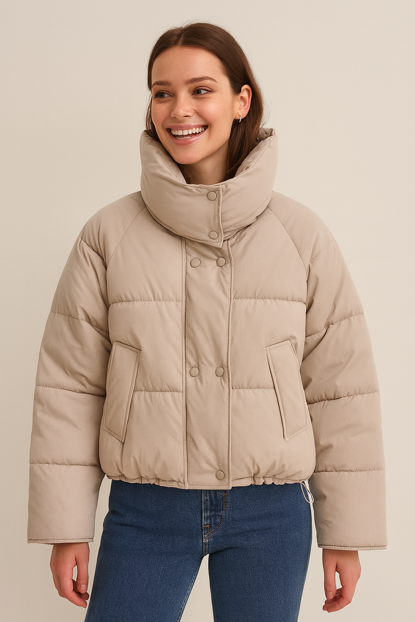 Жіноча зимова куртка бежева  (6817), фото 1
