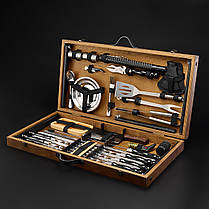 Шашличний набір – стіл, набір шампурів, подарунок чоловікові, подарунок для чоловіка "Grills G17H горіх", фото 4