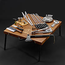 Шашличний набір – стіл, набір шампурів, подарунок чоловікові, подарунок для чоловіка "Grills G17H горіх", фото 2