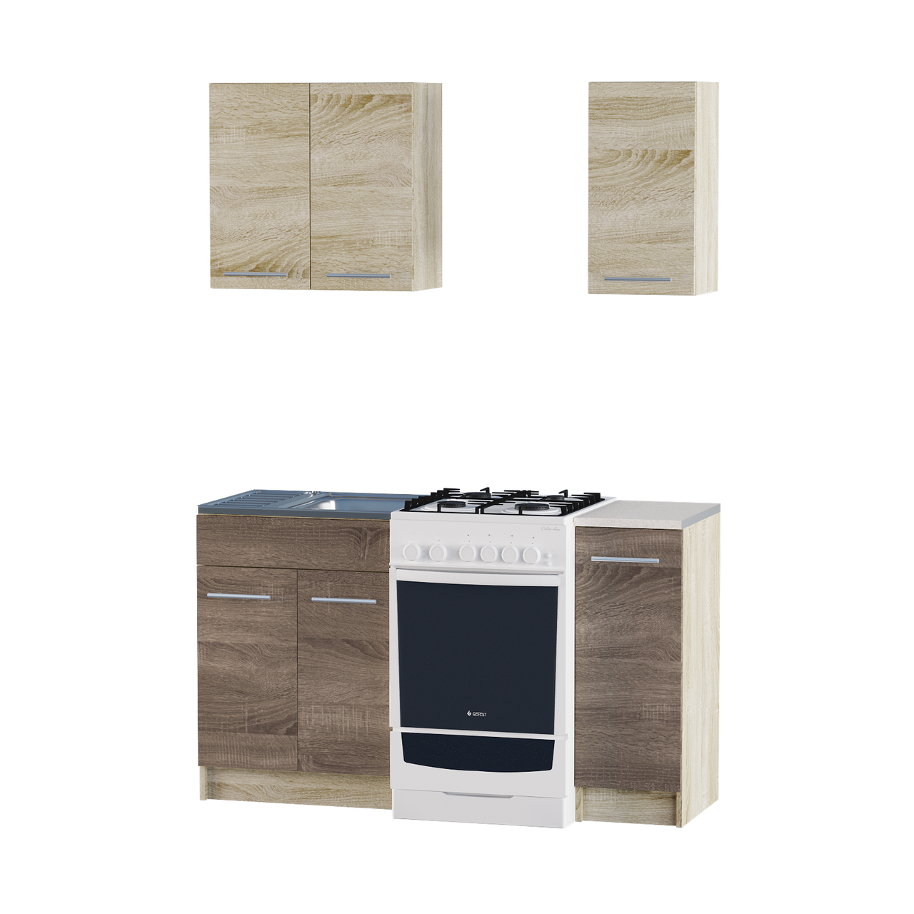 Кухня 0.9м ЕКО 902 Сонома/Трюфель Без стільниці