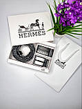 Подарунковий набір Hermes ремінь з двома пряжами чорний, фото 4