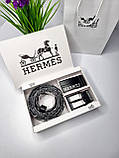 Подарунковий набір Hermes ремінь з двома пряжами чорний, фото 3