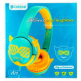 Навушники дитячі дротові Celebrat A25 3.5 мм складні блакитно-жовті (салатові), фото 8