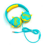 Навушники дитячі дротові Celebrat A25 3.5 мм складні блакитно-жовті (салатові), фото 2