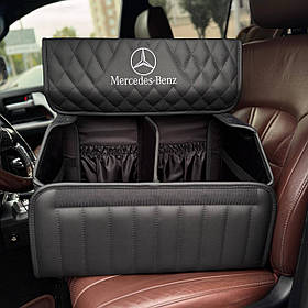 Преміум органайзер в багажник з вишивкою Mercedes, чорний, 50 см