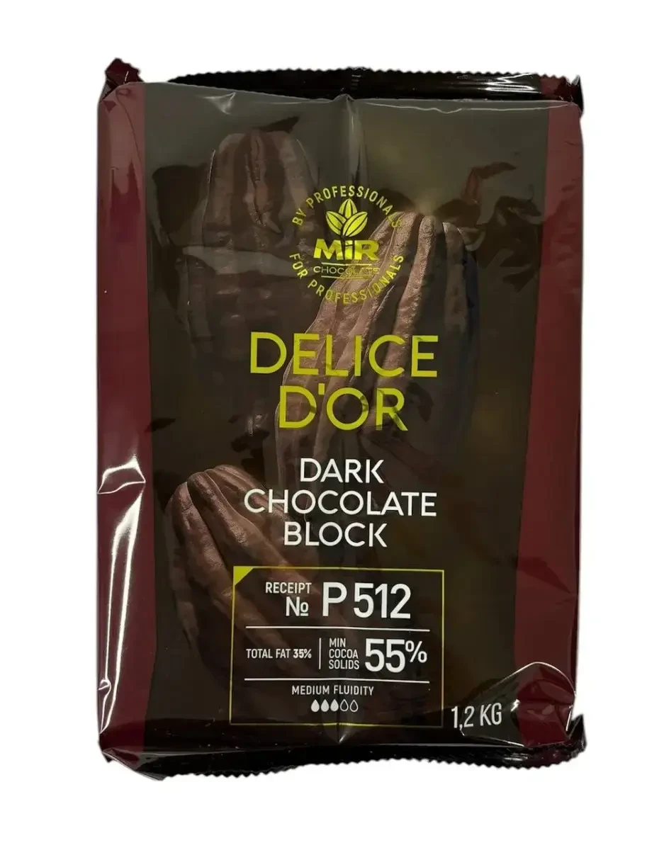 Шоколад чорний 58% P512 DELICE D'OR (МИР) 1,2 кг плитка, фото 1