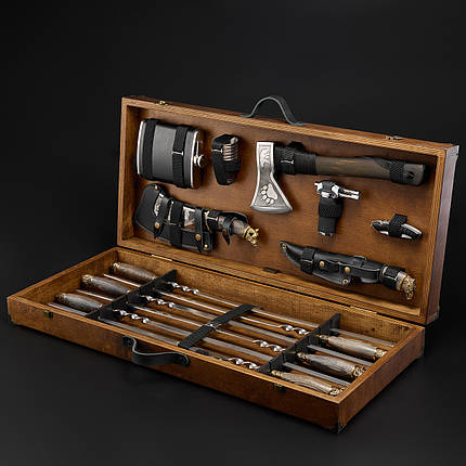 Шашличний набір, набір шампурів, преміальний подарунок чоловікові, другу, шефу "Grills G24H горіх", фото 1