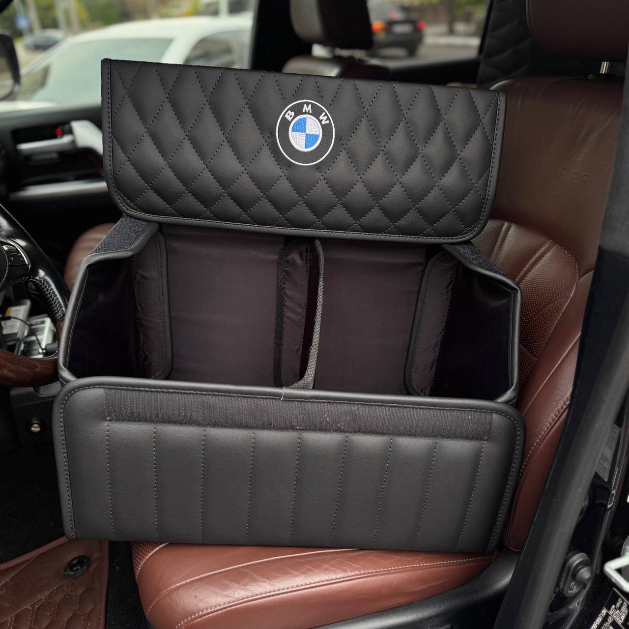 Преміум органайзер у багажник з вишивкою BMW, чорний, 50 см, фото 1