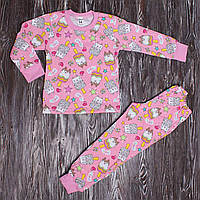 Теплая пижама для девочки, ткань футер с начесом