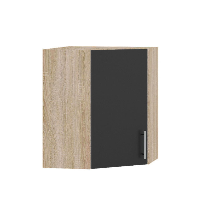 Кухонний модуль кутовий Оптіма Верх В17-600 Дуб Сонома/Антрацит 600х600х720 мм (DTM-072438), фото 1