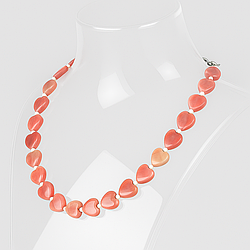 Родоніт Орлець 6х6 намисто сердечка, 0654ОР